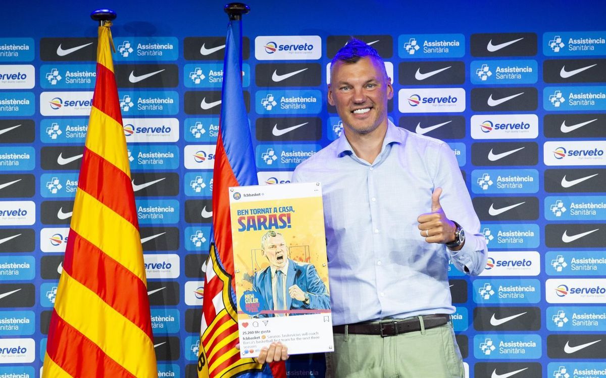 Sarunas Jasikevicius en su presentación (Fuente: web FC Barcelona.com)