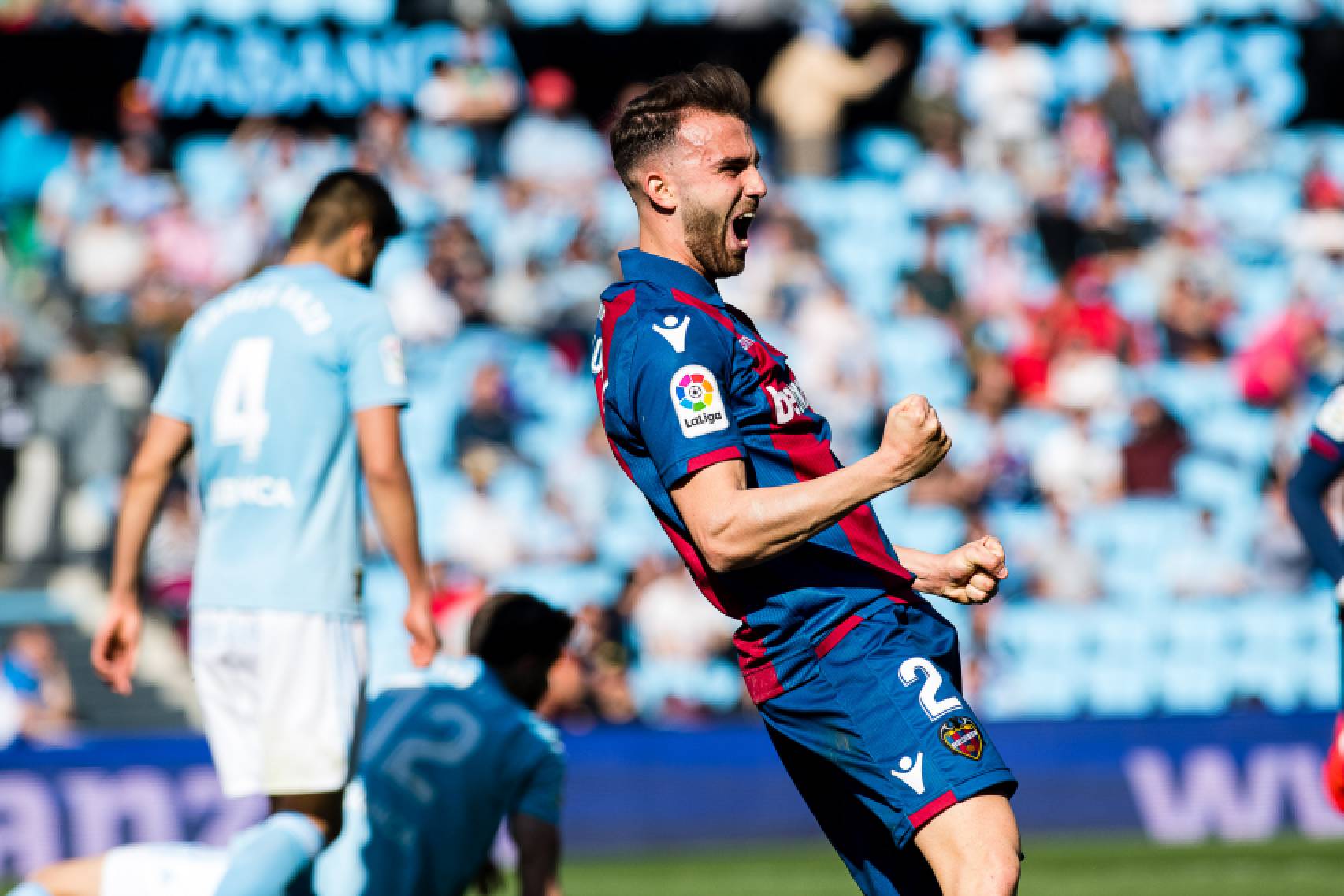 Borja Mayoral celebrando un gol anotado al Celta la pasada campaña