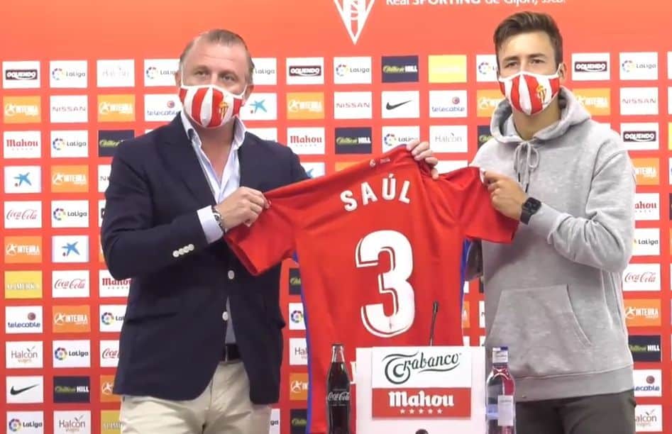 Saúl García en su presentación con el Sporting