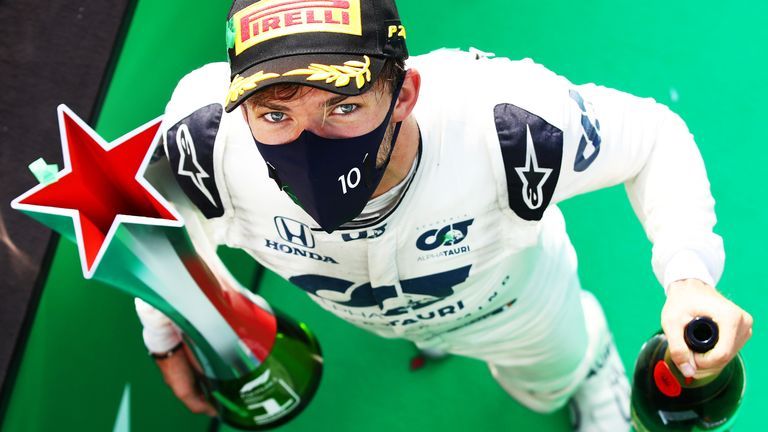 Pierre Gasly, flamante ganador del Gran Premio de Italia. Imagen: Sky Sports.