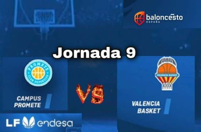 Campus Promete - Valencia Basket, jornada 9 LFEndesa.
Fuente imagen: Logos Clubes y competición, montaje @Rafacer75