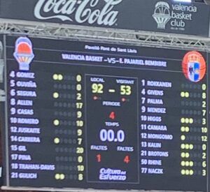 Marcador Valencia Basket - Bembibre