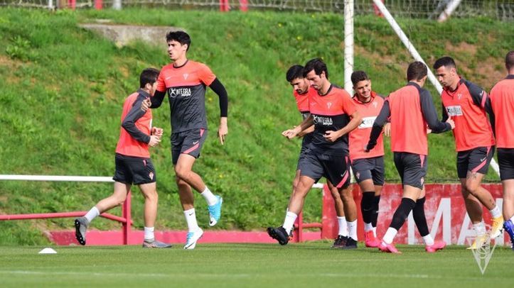 Entrenamiento del Sporting el 19 de octubre de 2020