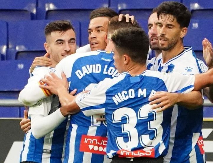 El Espanyol celebra un gol