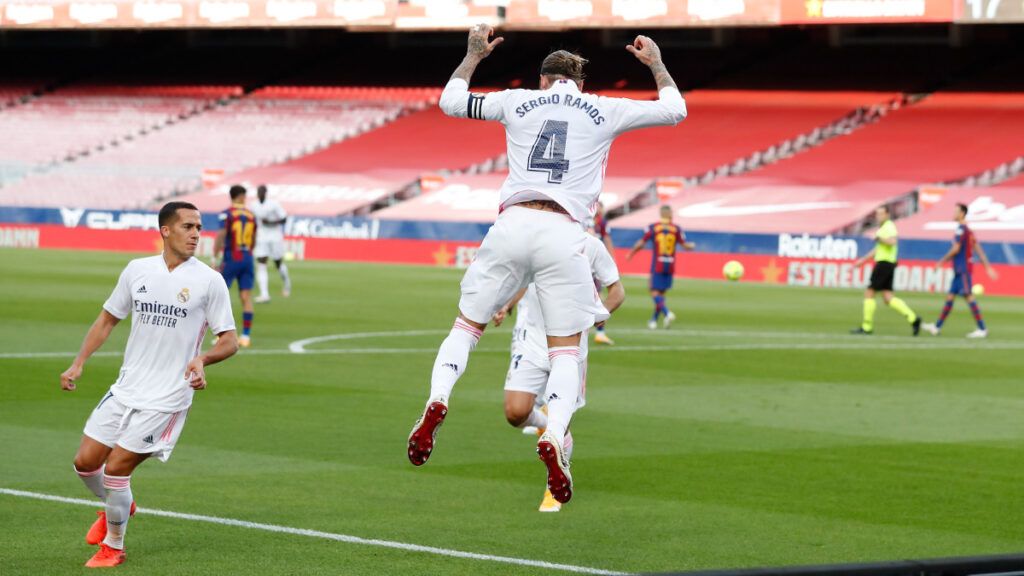 Celebración del gol de penalti de Sergio Ramos