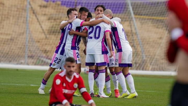 El Valladolid Promesas celebra un gol en un partido