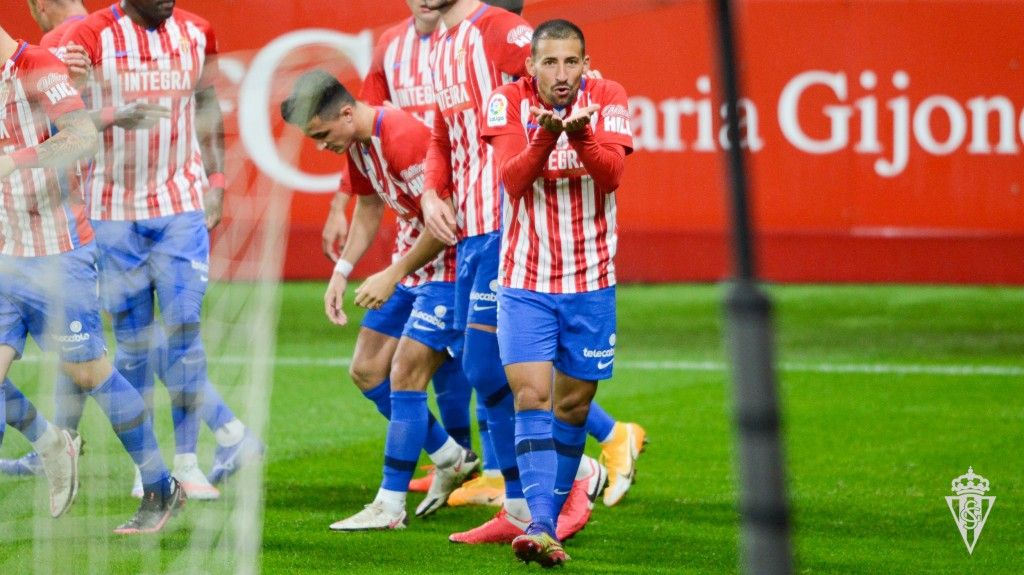 Aitor García celebrando su gol frente al Sabadell