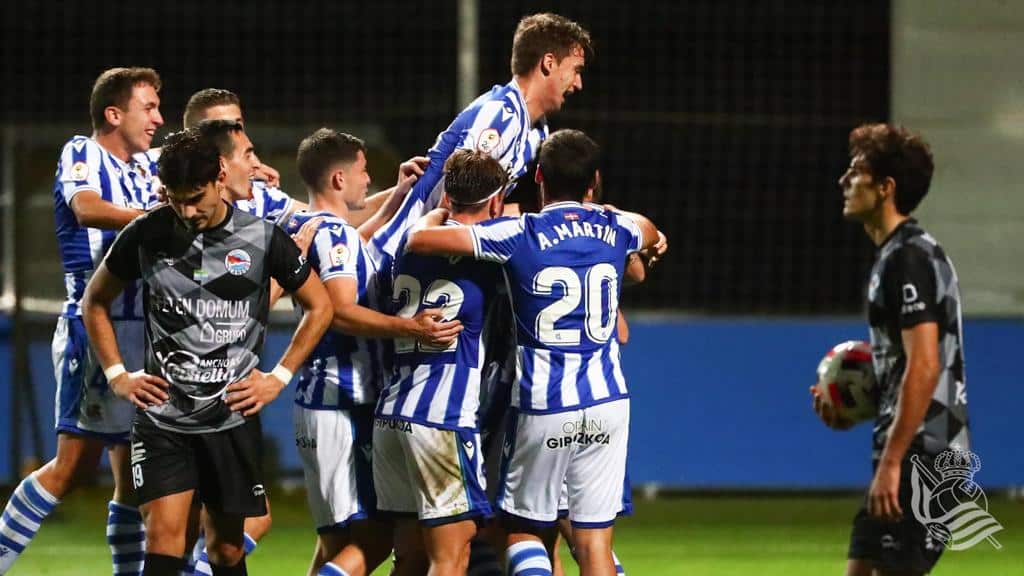 Celebración de un gol del Sanse