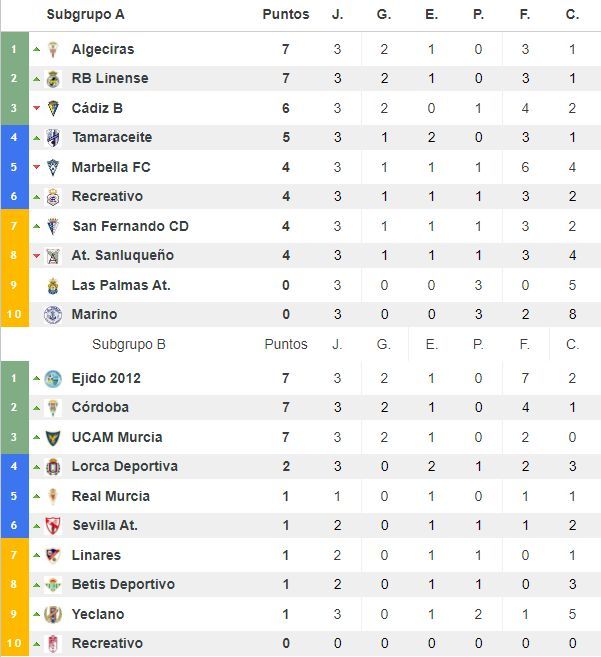 Clasificaciones de los subgrupos del grupo IV