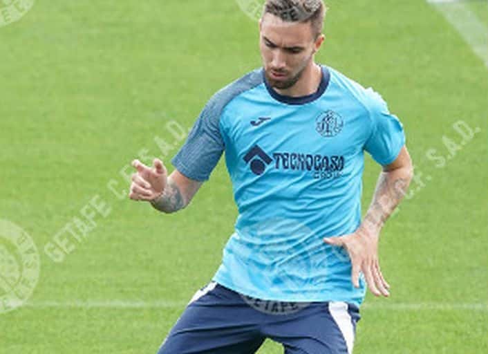 Dario Poveda en un entrenamiento con el Getafe