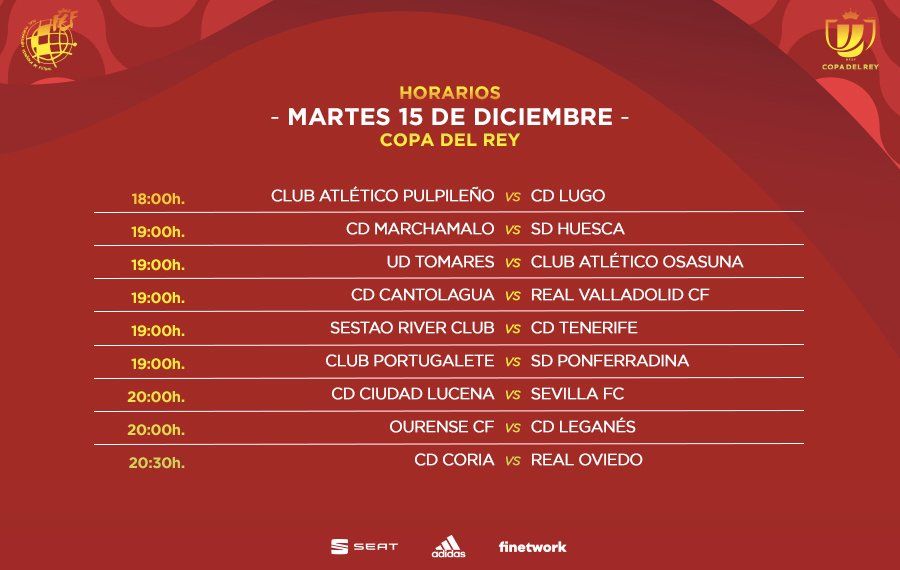 Horarios de los partidos del martes en Copa del Rey