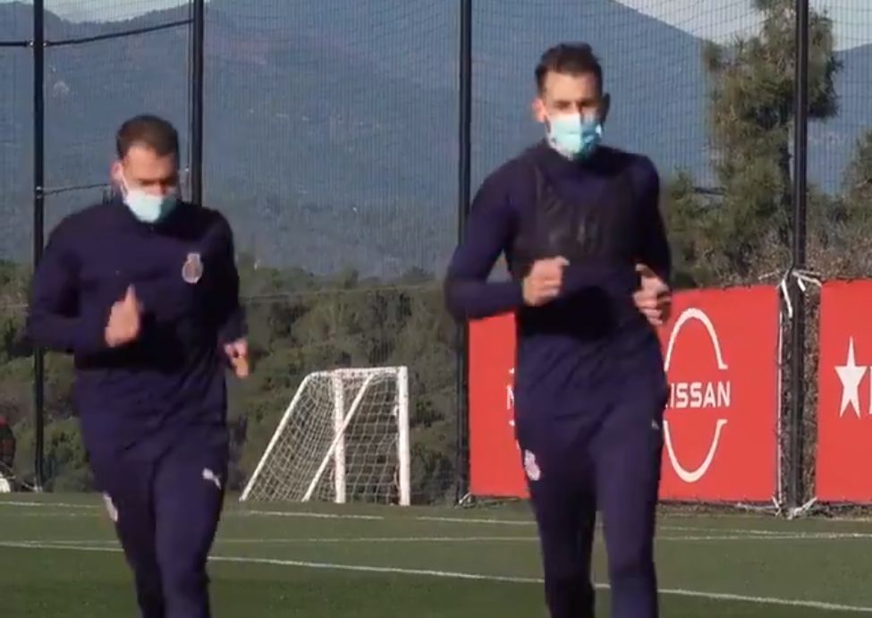 Jugadores del Girona entrenando