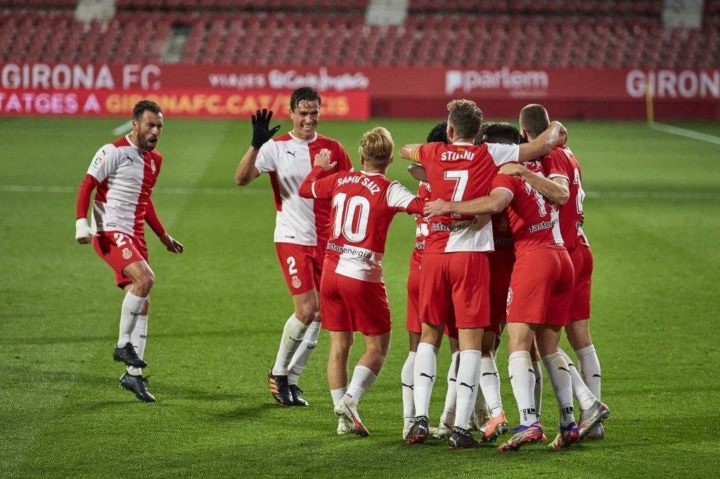Jugadores del Girona celebrando un gol