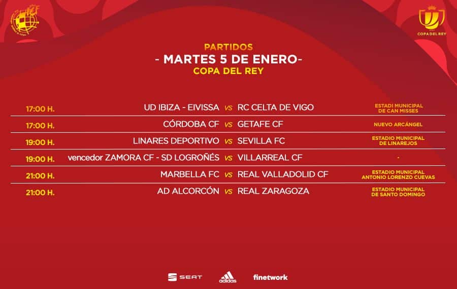 Horarios de los encuentros de Copa del 5 de enero