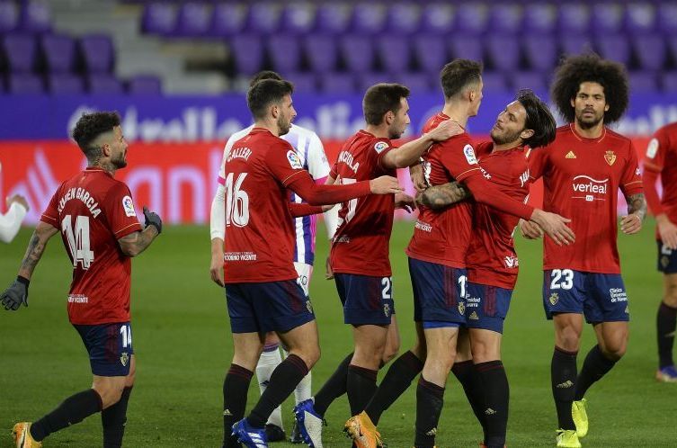Osasuna celebra un gol en el Nuevo José Zorrilla