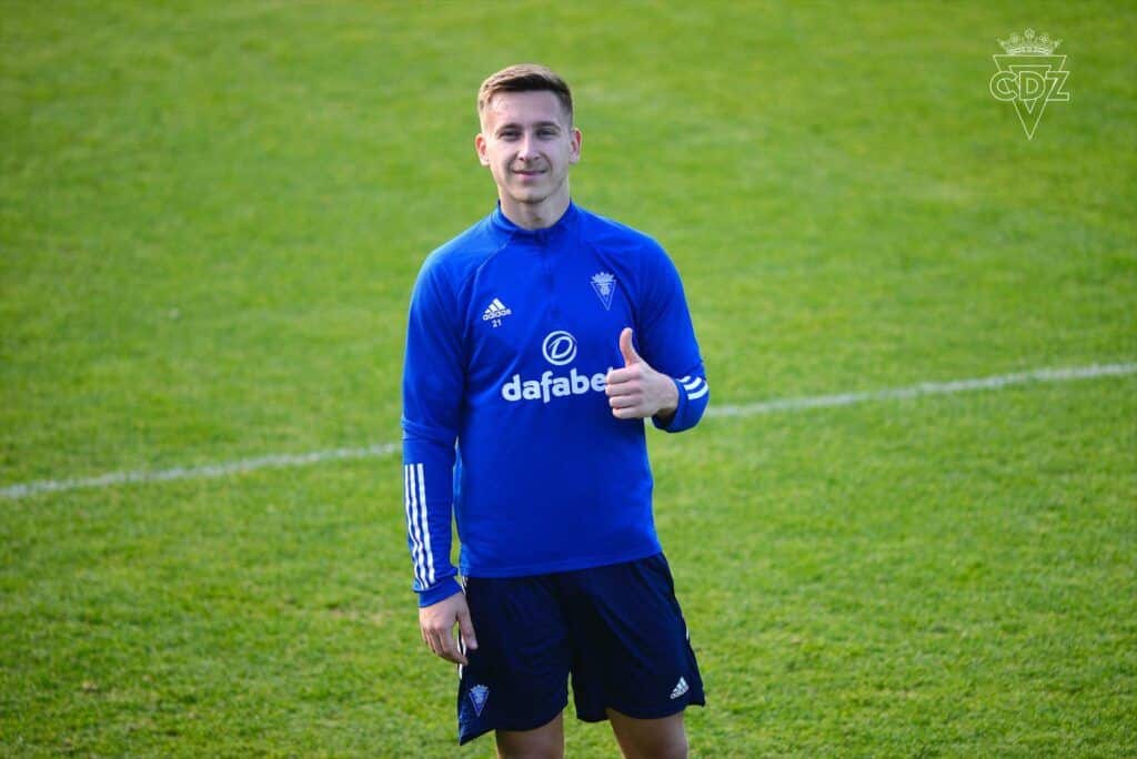 Saponjic durante su primer entrenamiento con el Cádiz el curso pasado