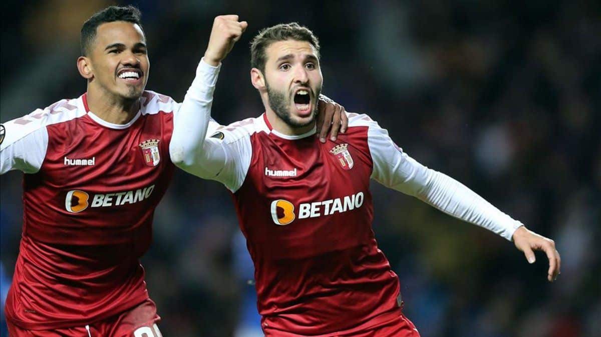 Abel Ruiz celebrando uno de sus goles con el Sporting de Braga