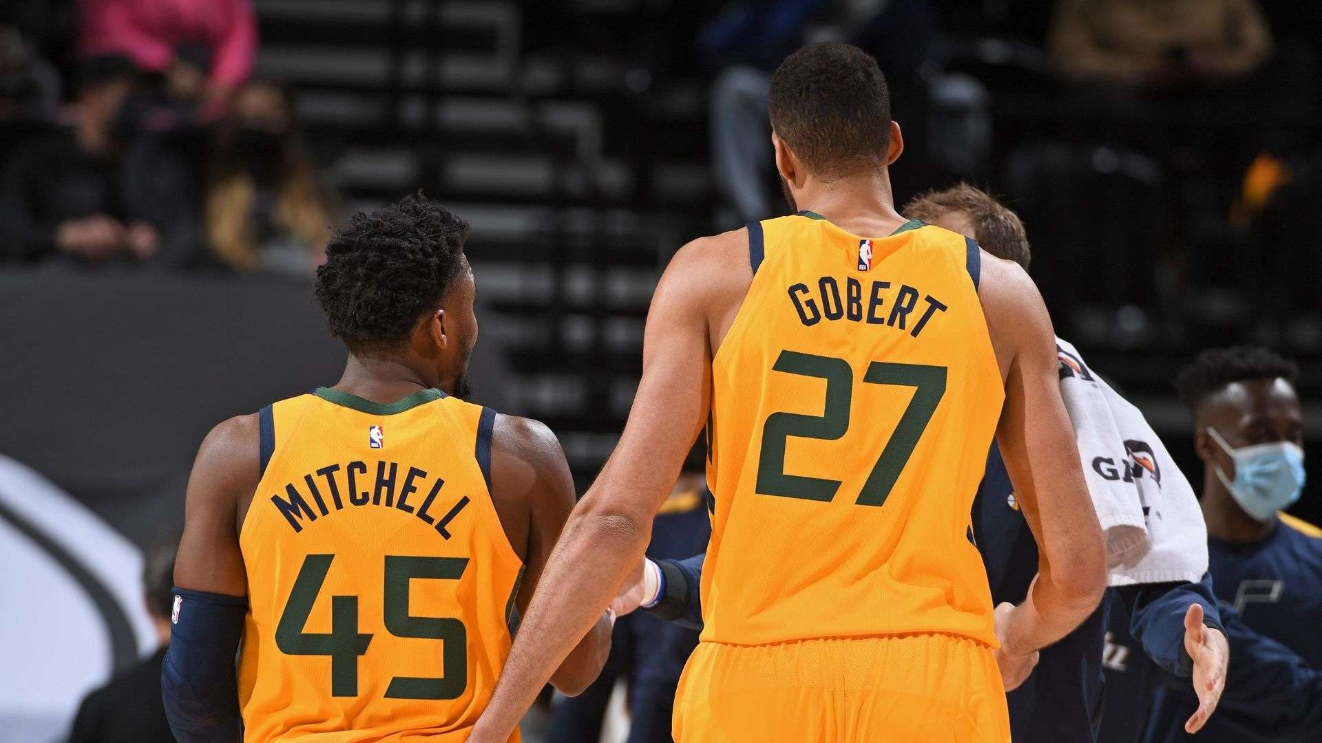 Donovan Mitchell y Rudy Gobert durante un partido de los Jazz | Fuente: NBA