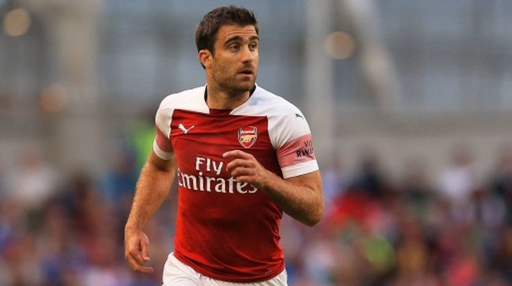 Sokratis en un partido del Arsenal