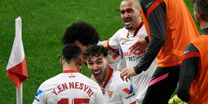 Munir celebra uno de sus goles con el Sevilla la pasada temporada