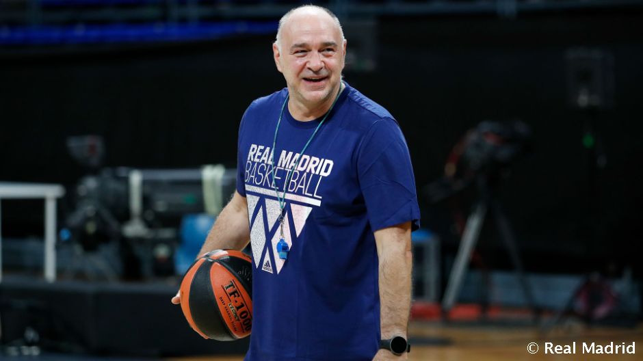 Pablo Laso en un entrenamiento del Real Madrid. Foto: Real Madrid.