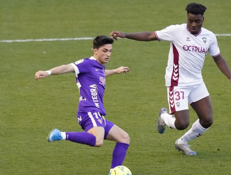 Manu García y Boyomo en un Albacete-Sporting