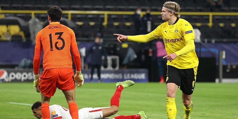 Haaland celebra su primer tanto | Imagen: UEFA