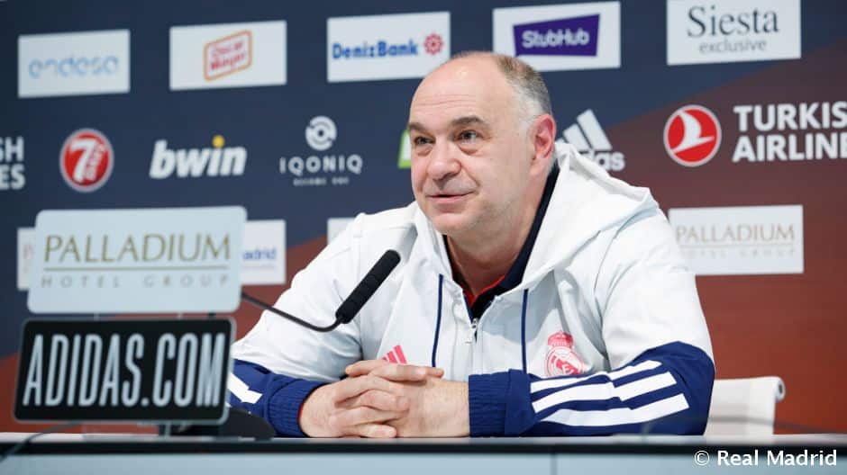 Pablo Laso en una rueda de prensa como entrenador del Real Madrid. Foto: Real Madrid.