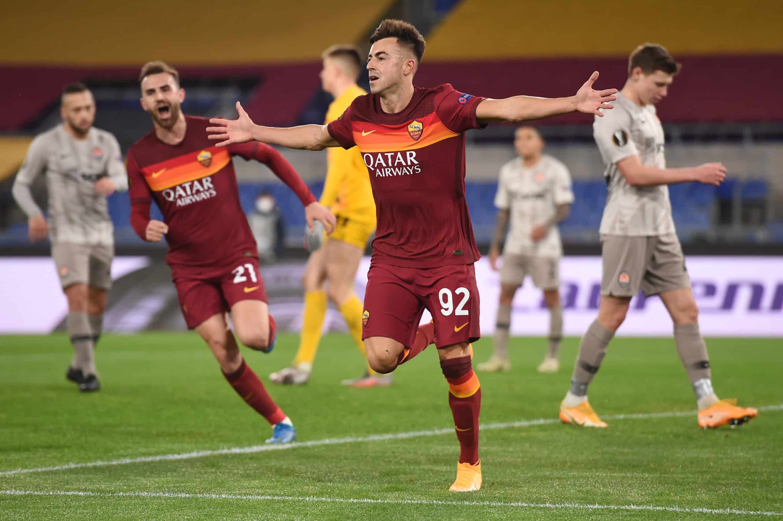 Roma 3-0 Shakhtar: El Shaarawy se reestreno de la mejor forma con 'Loba' tras su vuelta de China. Fuente: (@EuropaLeague)