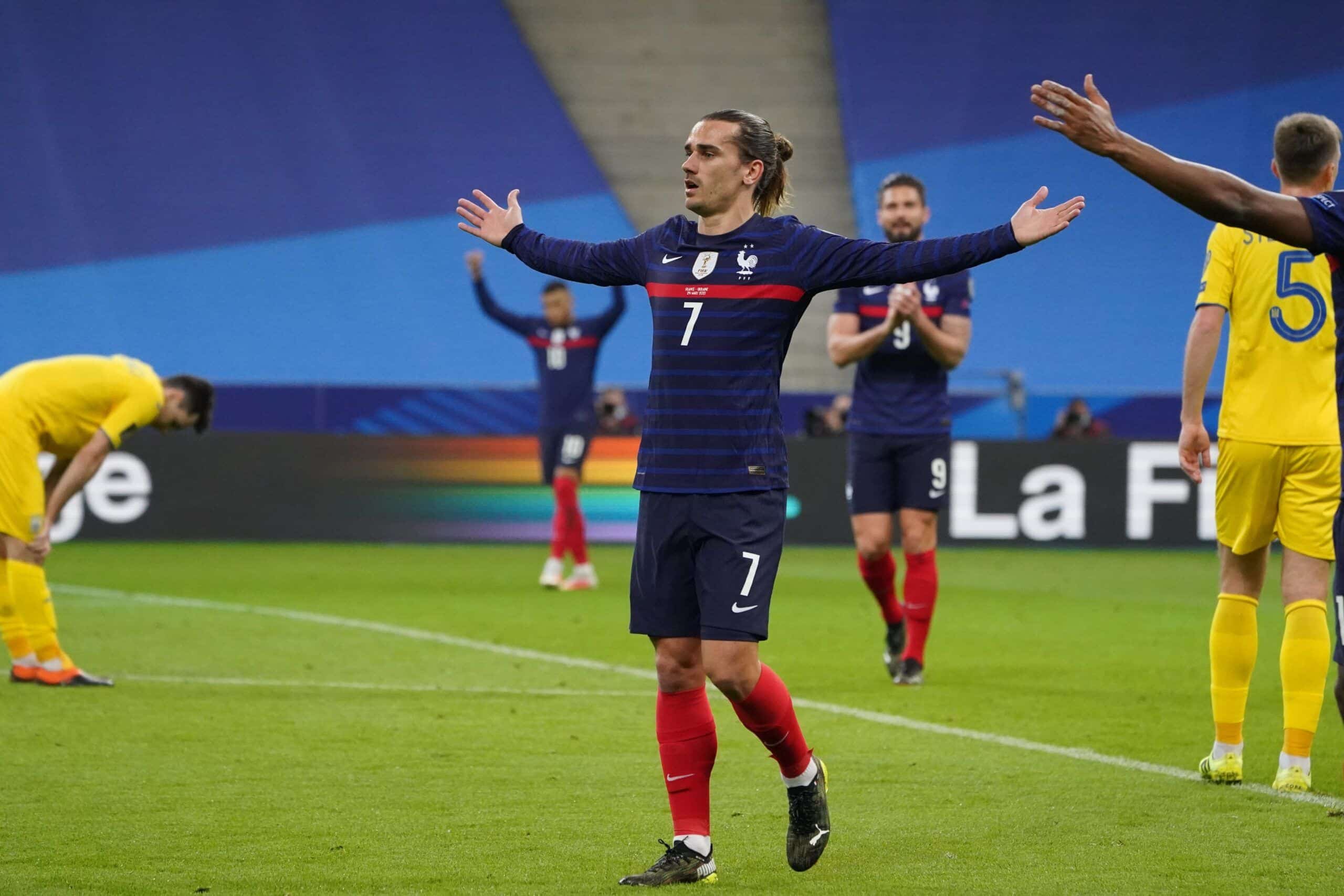 Griezmann celebrando el gol contra Ucrania / Fuente: Selección Francia