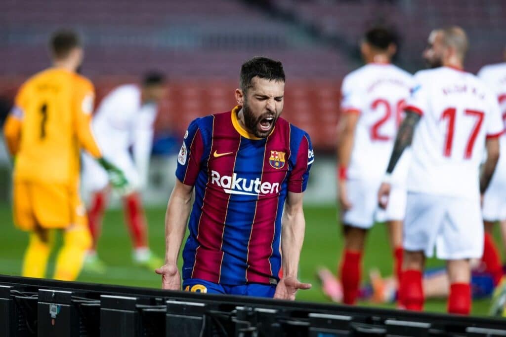 Jordi Alba en un partido frente al Sevilla