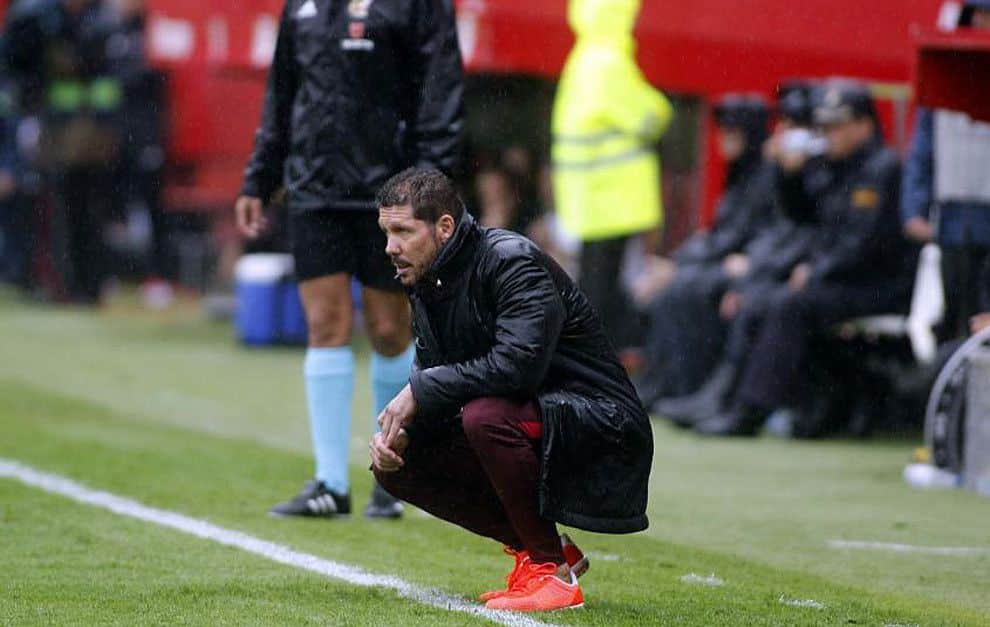 Simeone en un partido en el Ramón Sánchez-Pizjuán