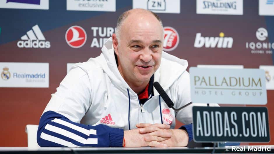 Pablo Laso en una rueda de prensa como entrenador del Real Madrid. Foto: Real Madrid.
