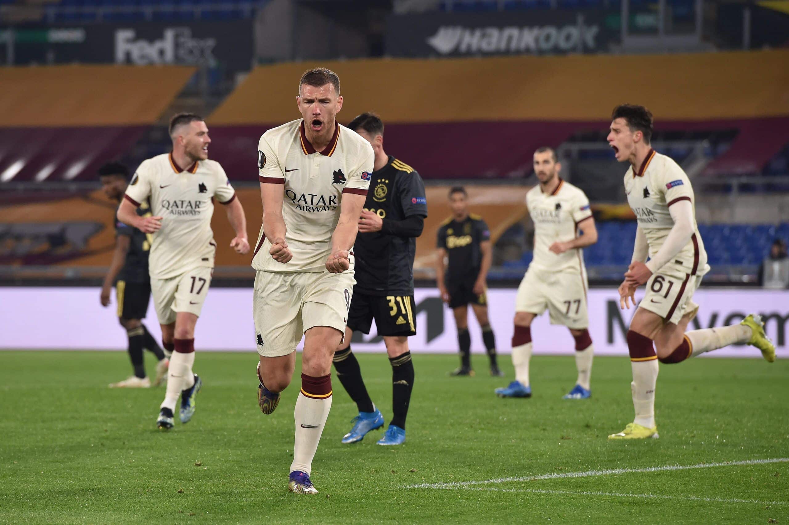 Roma 1-1 Ajax: Con su tanto, Edin Dzeko se convirtió en el máximo goleador en competiciones europeas de la 'Loba con 30 goles. Fuente: (@UEFA)