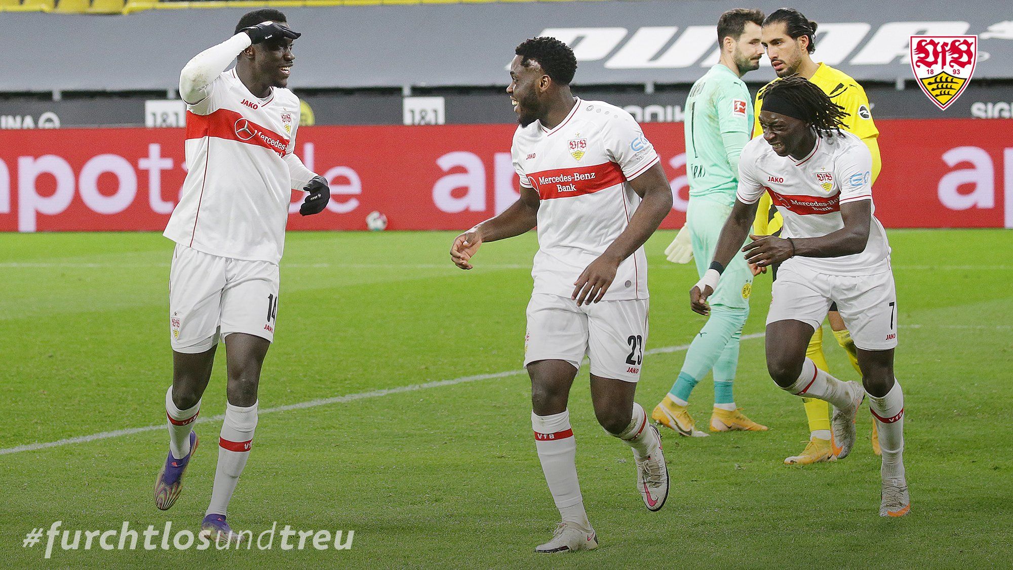 Los jugadores del Stuttgart celebran un gol ante el Borussia Dortmund. Foto: @VfB_int