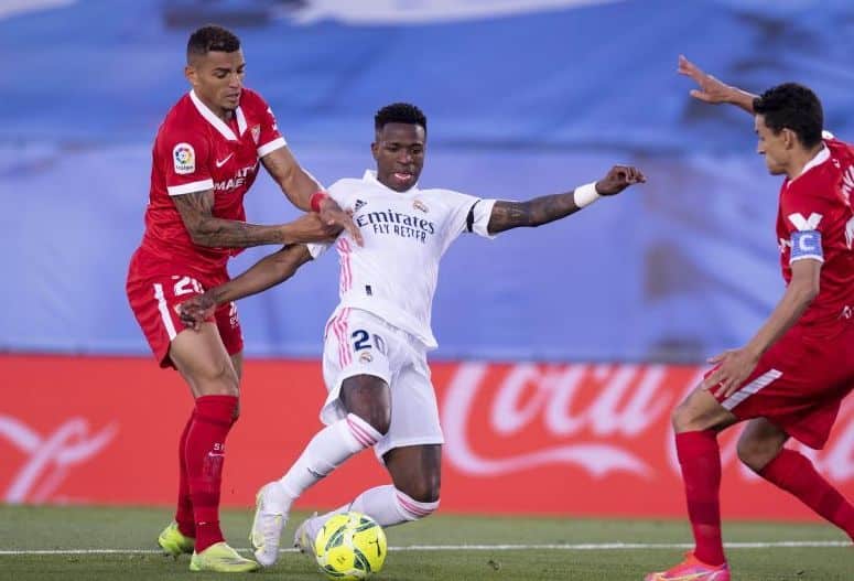 Vinicius en el partido Madrid-Sevilla