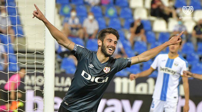 Andrés Martín celebra un gol en Butarque