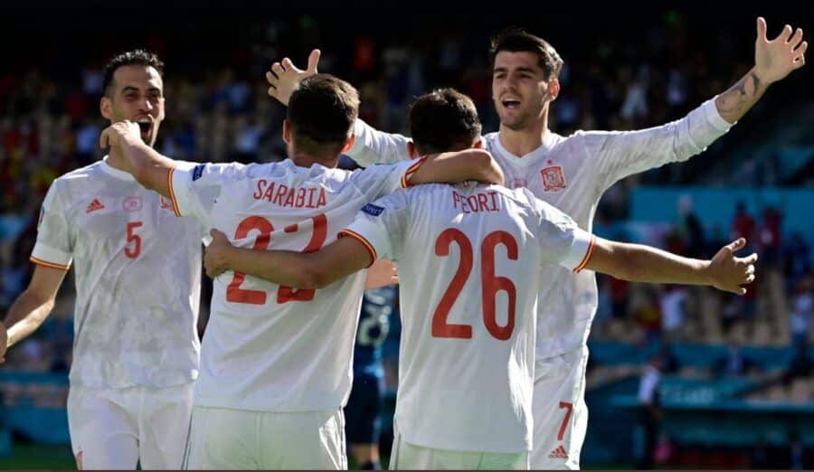 España celebra un gol. Foto: UEFA EURO 2020.