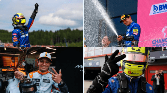 Lando Norris celebró su tercera posición en el Red Bull RIng. Foto: @MclarenF1