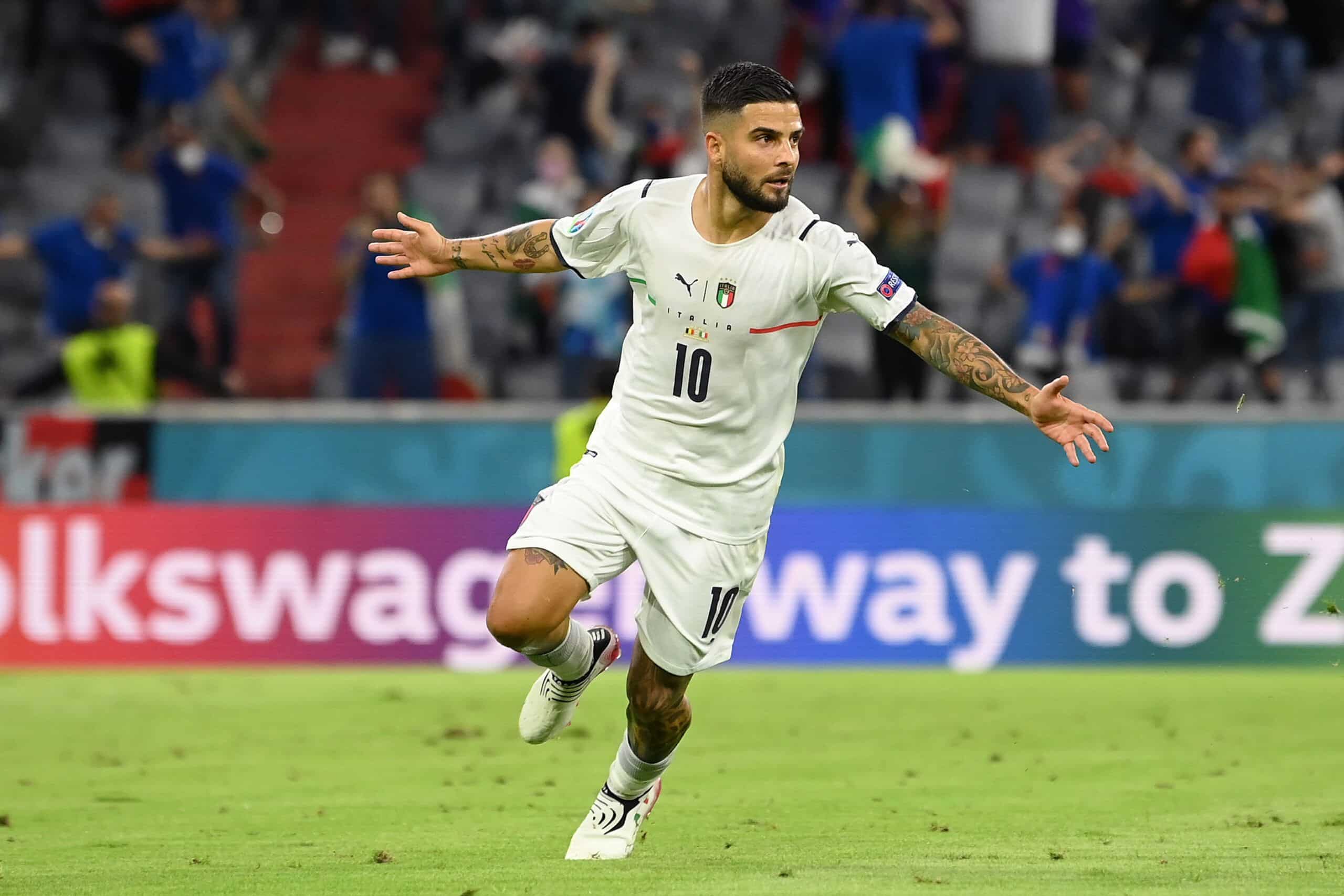 Lorenzo Insigne celebra su gol contra Bélgica. | Foto: @EURO2020