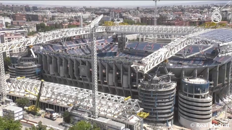Vista aérea de las obras del Estadio Santiago Bernabéu. Foto: Real Madrid.