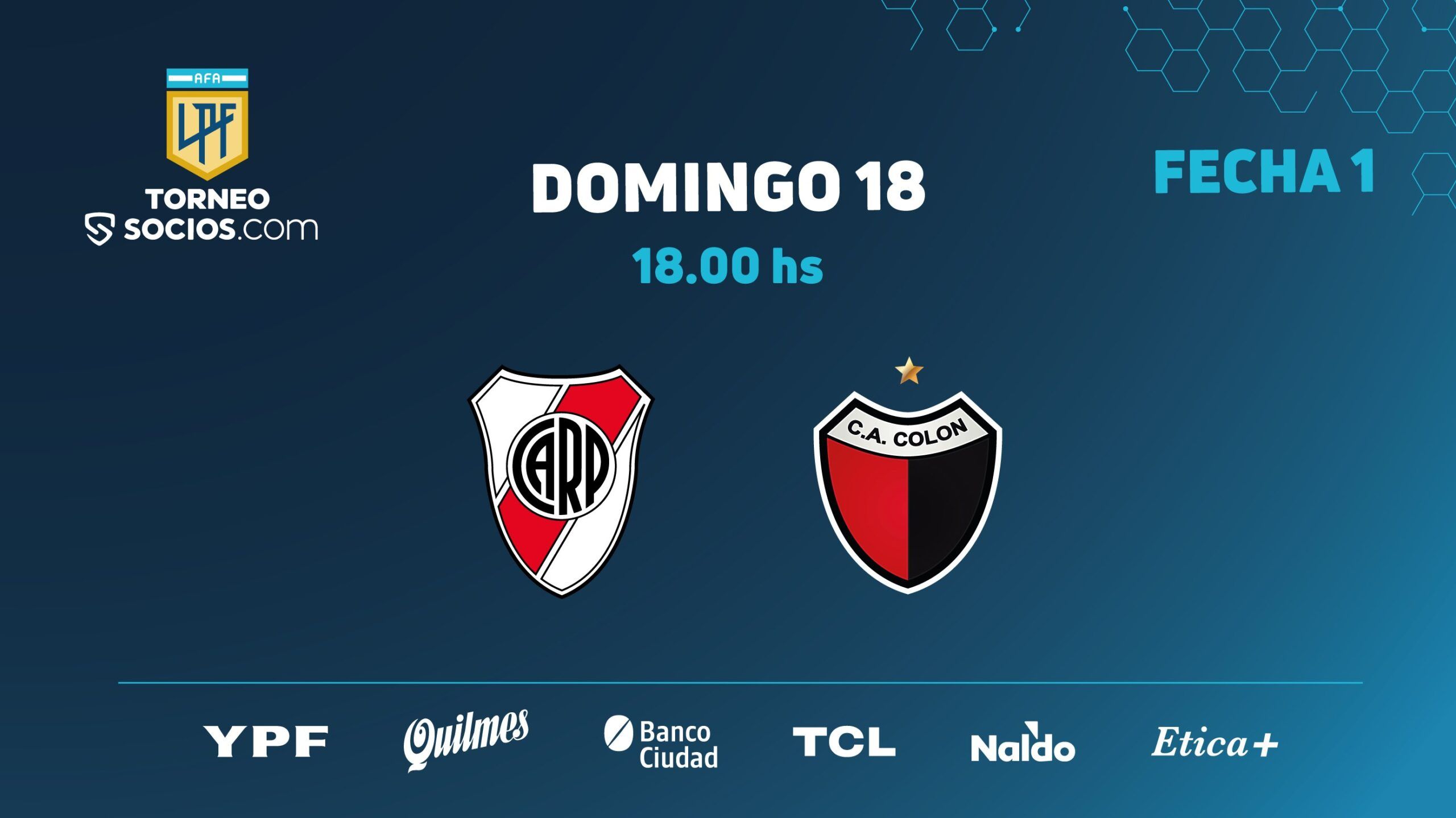 River recibe a Colon en el partido destacado de la fecha 1
