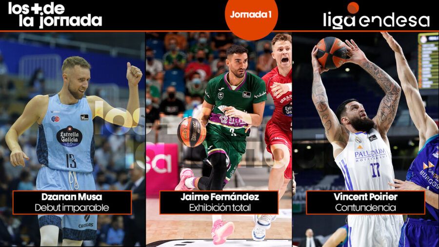 Dzanan Musa, Jaime Fernández y Vincent Poirier, los Mejores Jugadores de la Jornada 1 de la Liga Endesa. Foto: Liga Endesa.