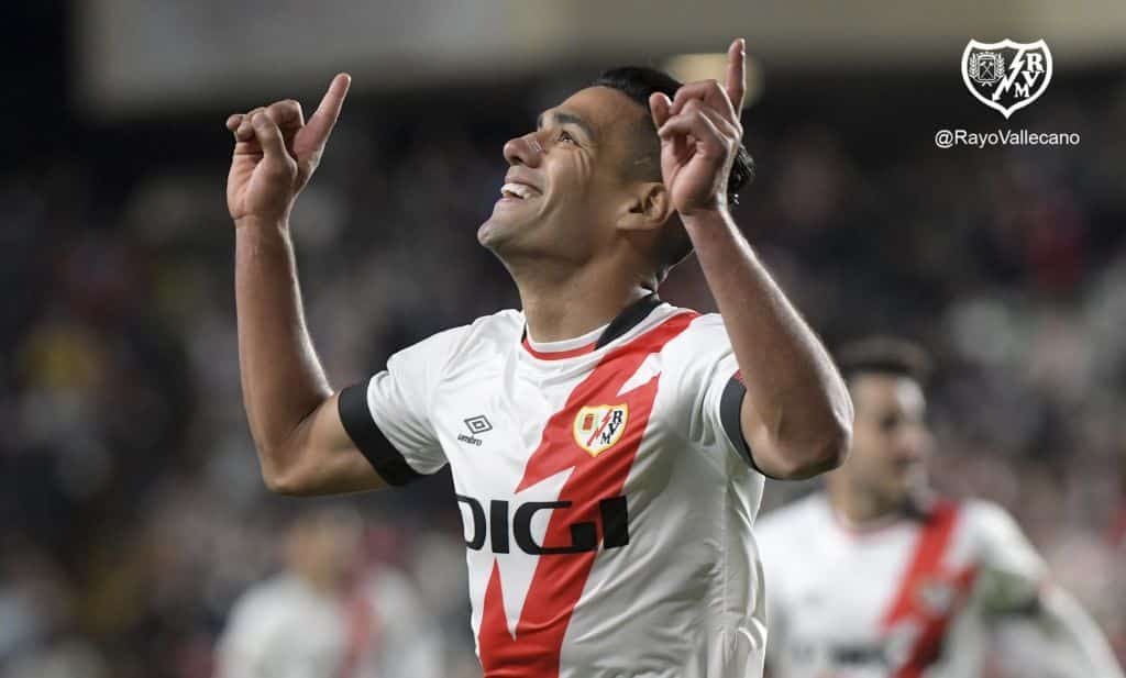 Falcao celebra un gol con el Rayo