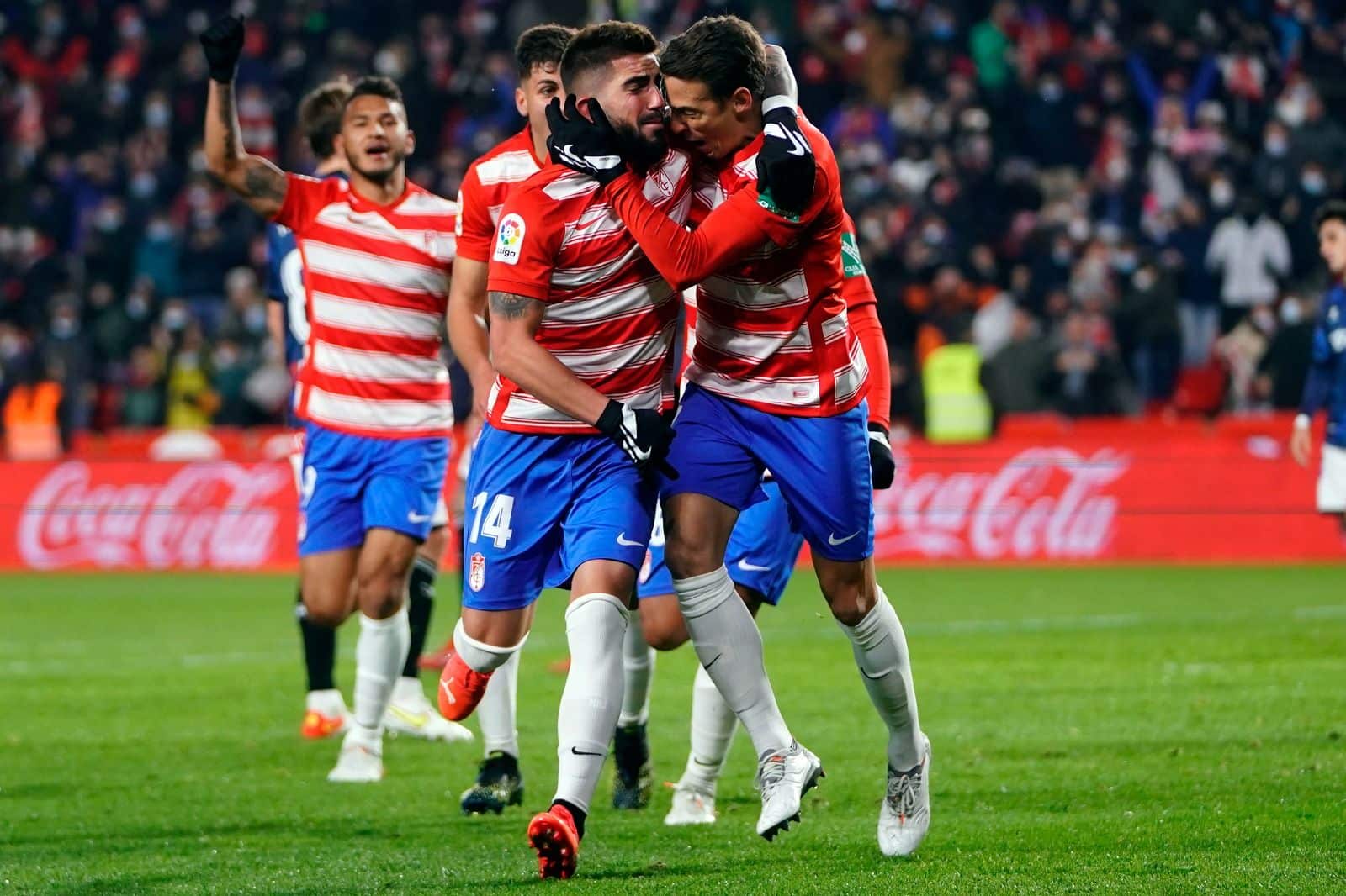 Los granadinistas celebrando un gol (Fuente: @GranadaCdeF)