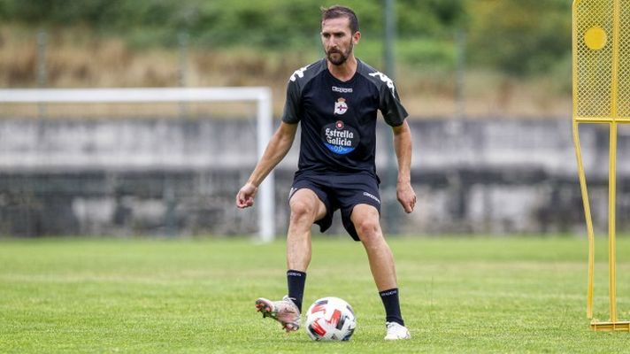 Alberto Benito en un entrenamiento del Dépor