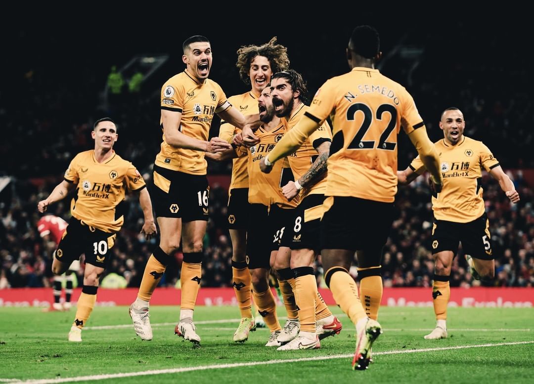 Celebración de Moutinho frente al Manchester United. 
Foto: Wolverhampton