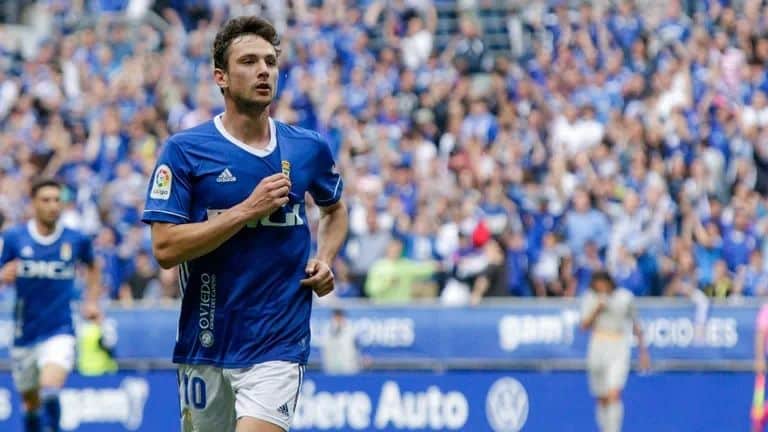 Borja Sánchez celebra su gol al Ibiza