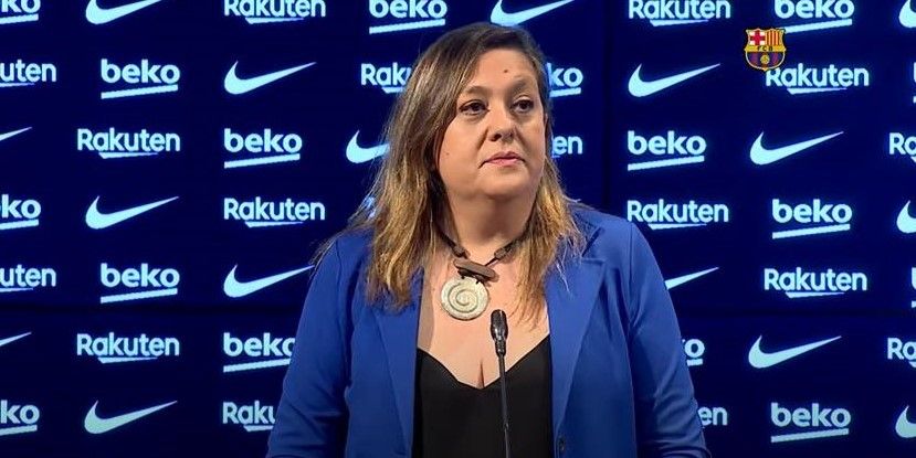 Elena Fort durante la rueda de prensa de esta mañana | Fuente imagen: Barça TV