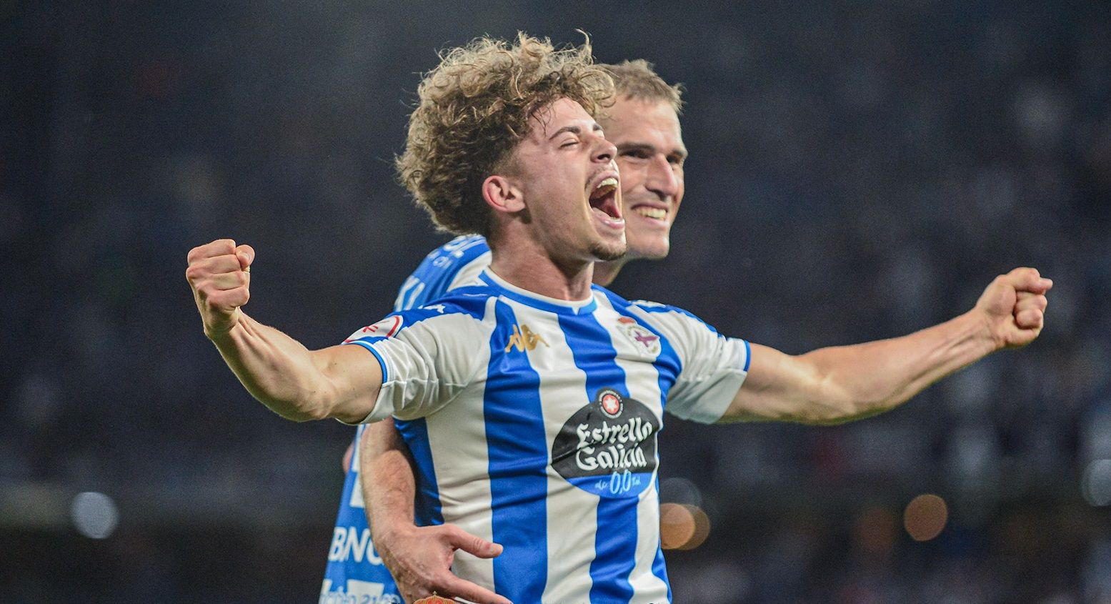Mario Soriano celebra un gol con el Dépor (Foto: RC Deportivo)